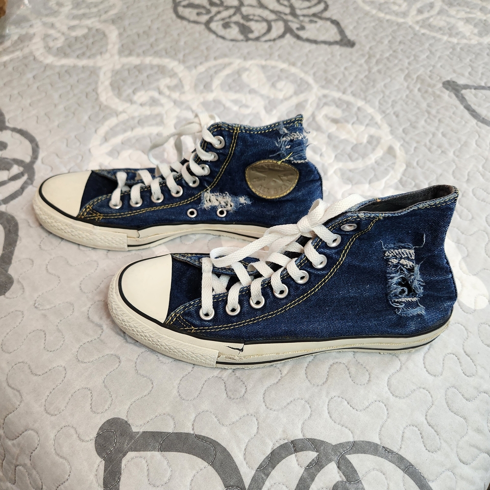Converse Blue and White Canvas High-Top Sneakers